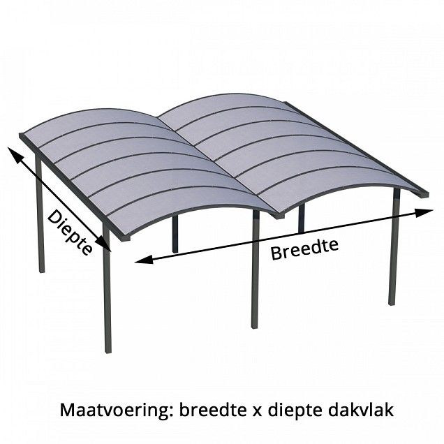 Pext Carport CP20 - 3060x5000 - vrijstaand-zijaanbouw-kopaanbouw - RAL - polycarbonaat helder