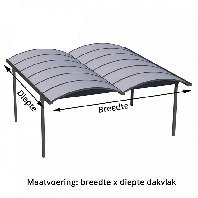 Pext Carport CP25 - 3060x5000 - vrijstaand-zijaanbouw-kopaanbouw - RAL - polycarbonaat helder