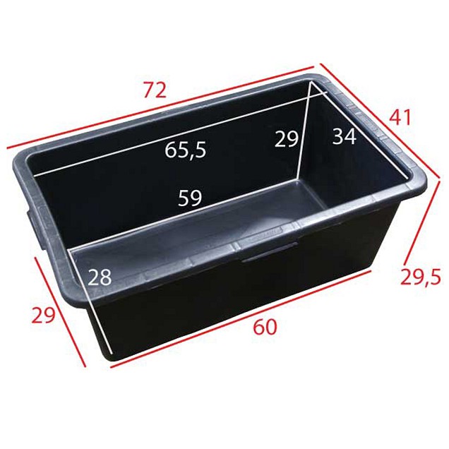 Rechthoek kuip 65 liter l.72 x b.51 x h.27 cm