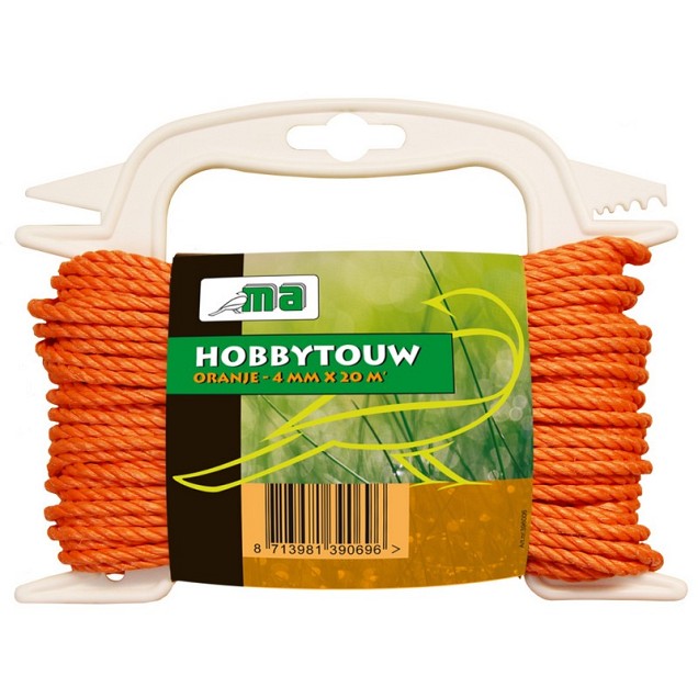 Hobbytouw oranje 4 mm x 20 mtr