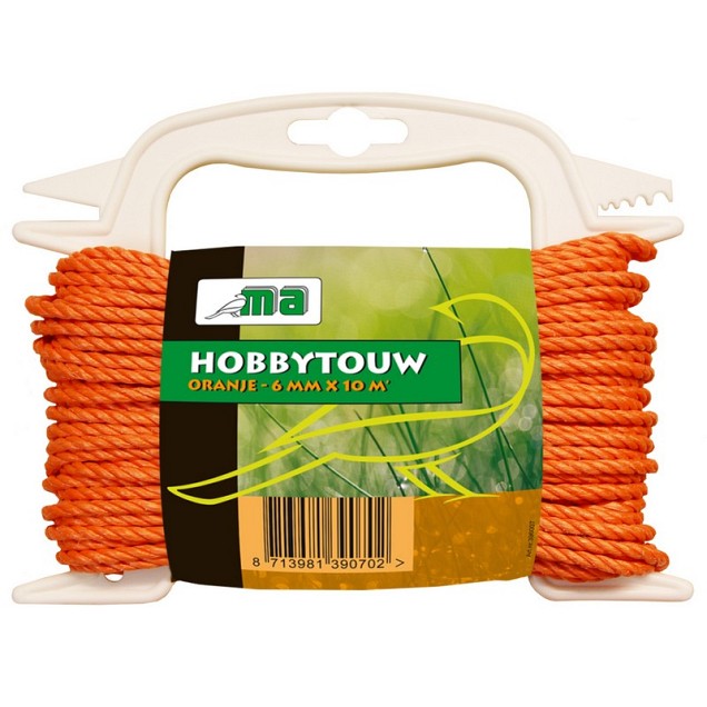 Hobbytouw oranje 6 mm x 10 mtr