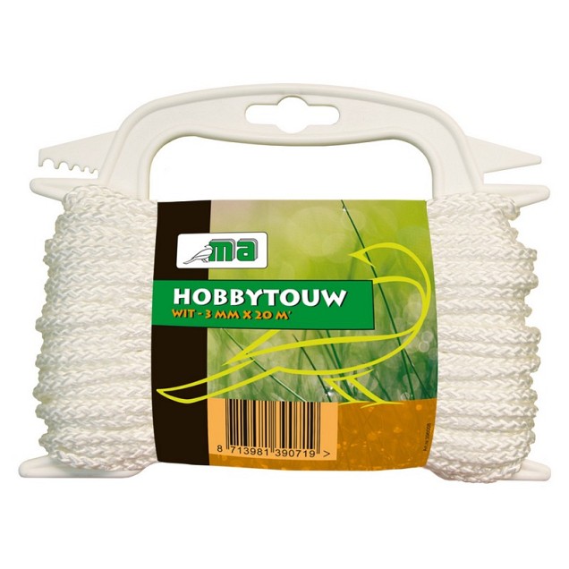 Hobbytouw wit 3 mm x 20 mtr