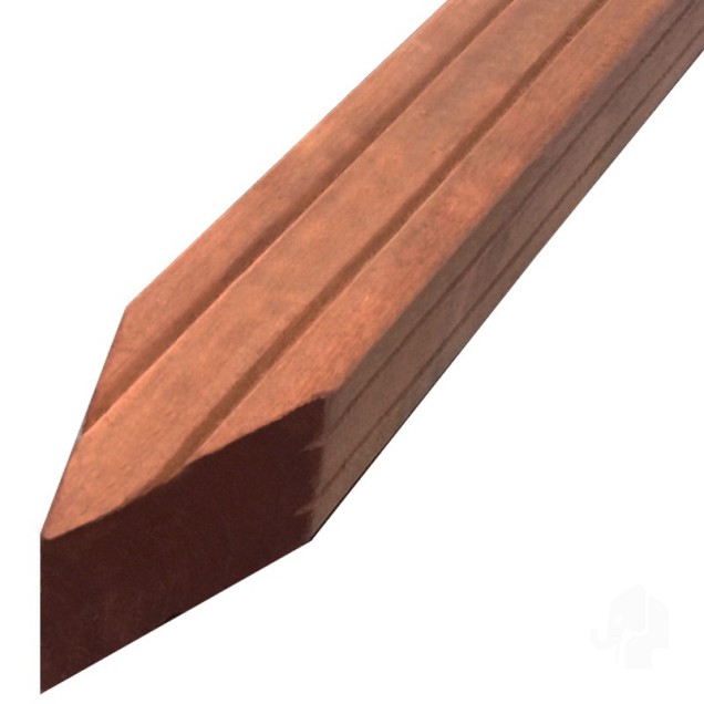 Kapur paal geschaafd gepunt 70x70x2750 mm V-groef