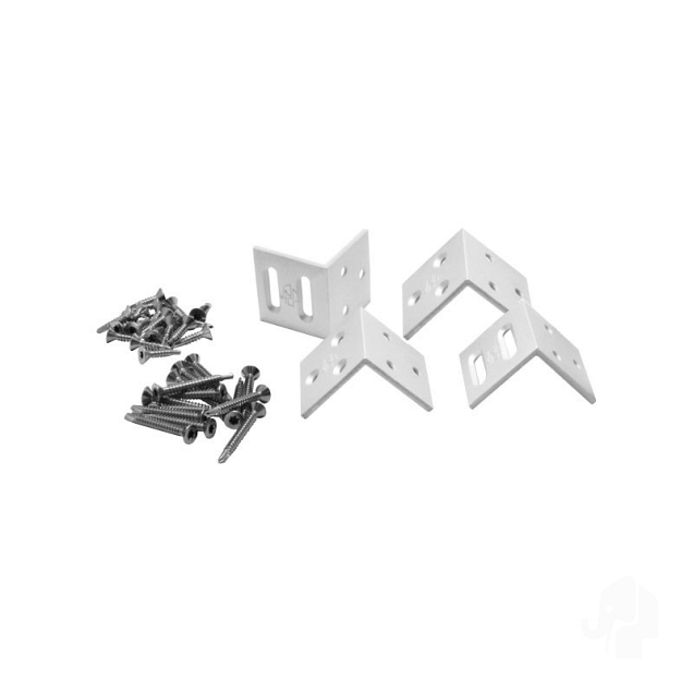 Aluminium beslagset hoek (tbv tuinhekken) 4 stuks in blisterverpakking bc