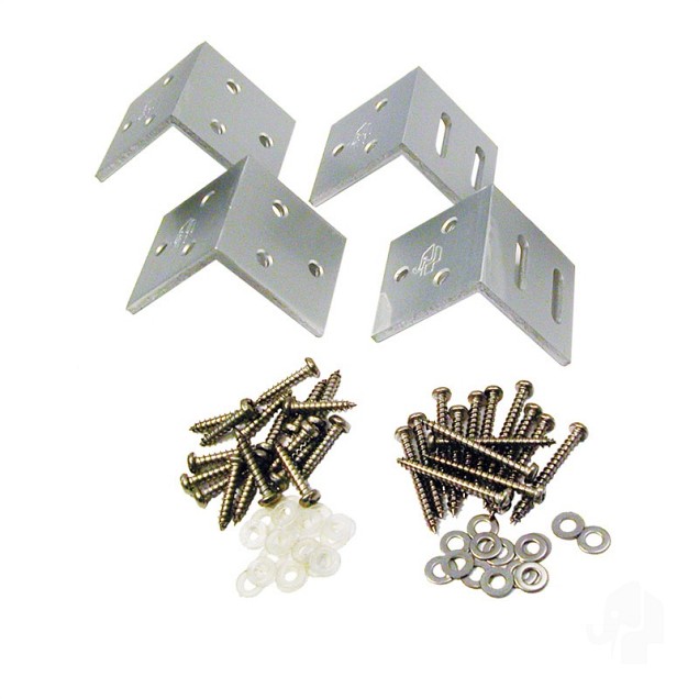 Aluminium beslagset hoek (tbv tuinhekken) 4 stuks in blisterverpakking bc