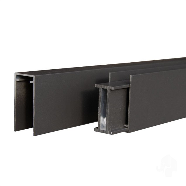 Aluminium onder-en bovenregel "Mix&Match"verticaal 25x50x1800mm [antraciet gepoedercoat] 3st/set bc