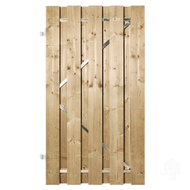 Vuren FSC tuindeur recht met stalen frame 52x1000x1800mm glad [geimpregneerd] bc