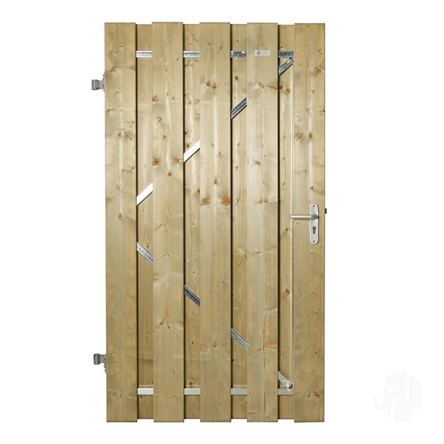 Vuren FSC tuindeur recht met stalen frame 52x1000x1800mm glad [geimpregneerd] bc