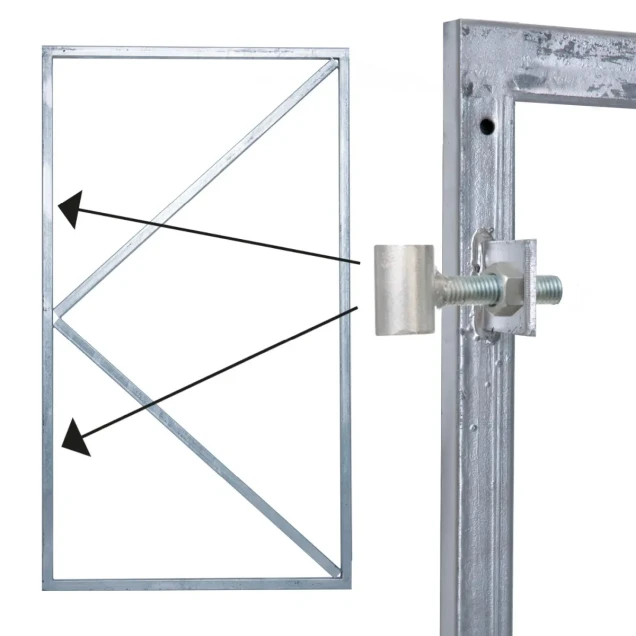 Beslagset (tbv tuindeur met stalen frame) [verzinkt] bc