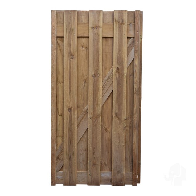 Grenen FSC tuindeur recht 47x1000x2000mm glad / incl. beslag [bruin geimpregneerd] bc