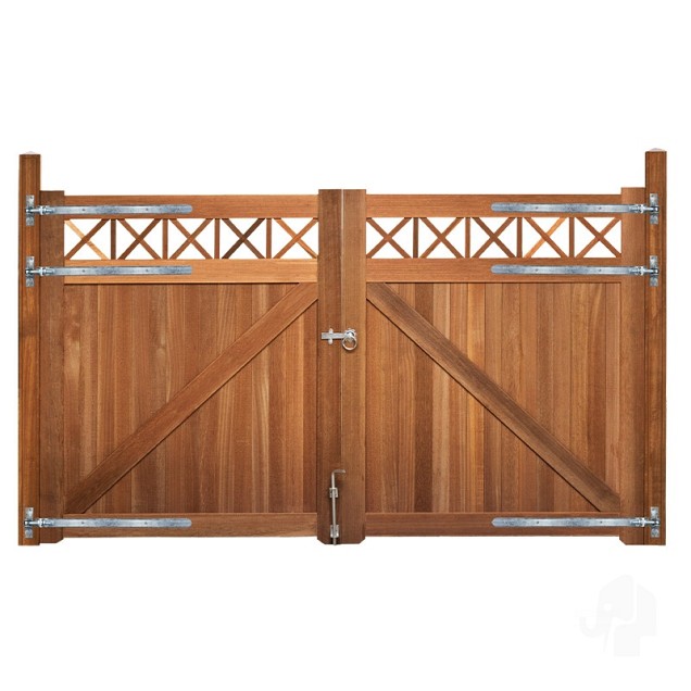 Bangkirai tuinpoort "Belmonte" (dubbel) 40x3000x1800mm met trellis / incl. beslag bc