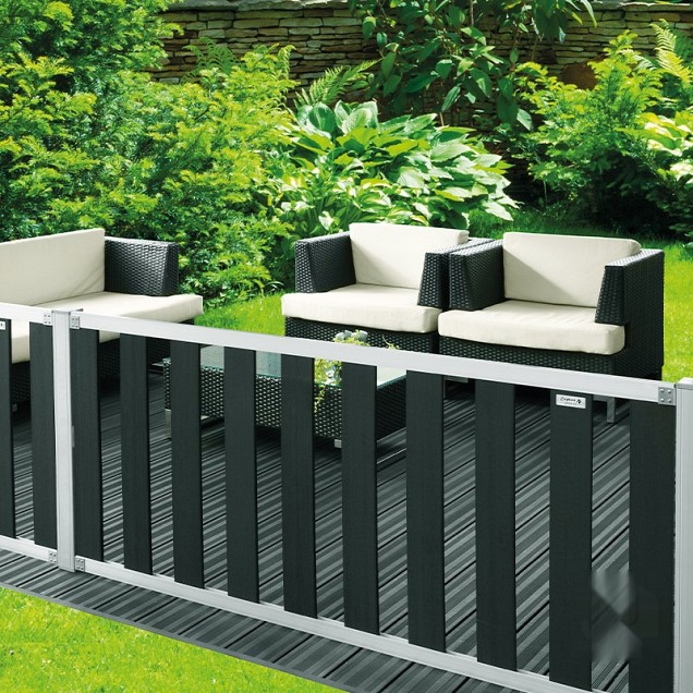 WPC-antraciet FSC tuinhek "Design" 10L 14mm 17x1800x800mm RVS bc