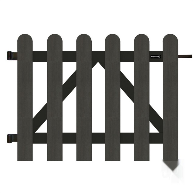 WPC-antraciet FSC tuinpoort "Class" rond alu-antra liggers 23x1000x800mm incl. beslag (RVS schr) bc