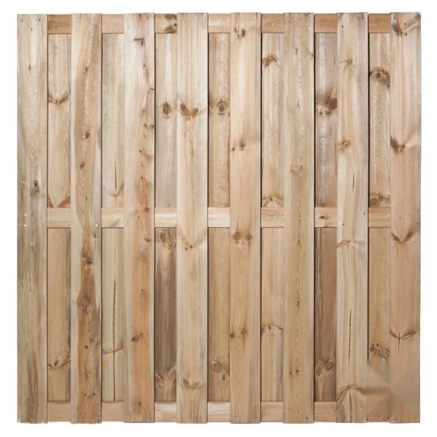 Grenen FSC tuinscherm recht 15L 15mm 47x1800x1800mm glad / RVS [geimpregneerd] bc