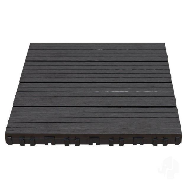 WPC-antraciet FSC tuintegel 4L 11mm click 24x300x300mm groef 4st/set RVS bc