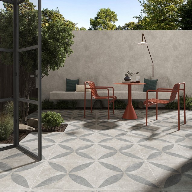 GeoCeramica® 60x60x4 cm Amb. Greige Flower