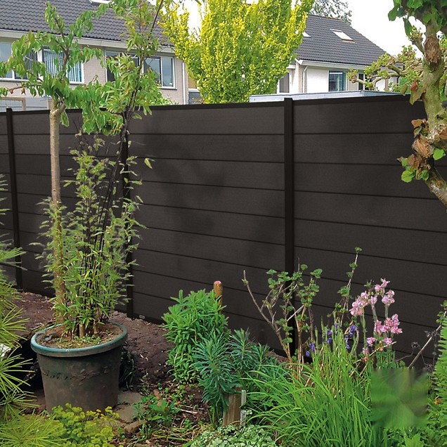 Elephant schutting Modular Evo houtcomposiet 180x200 cm Antraciet, antraciet profielen