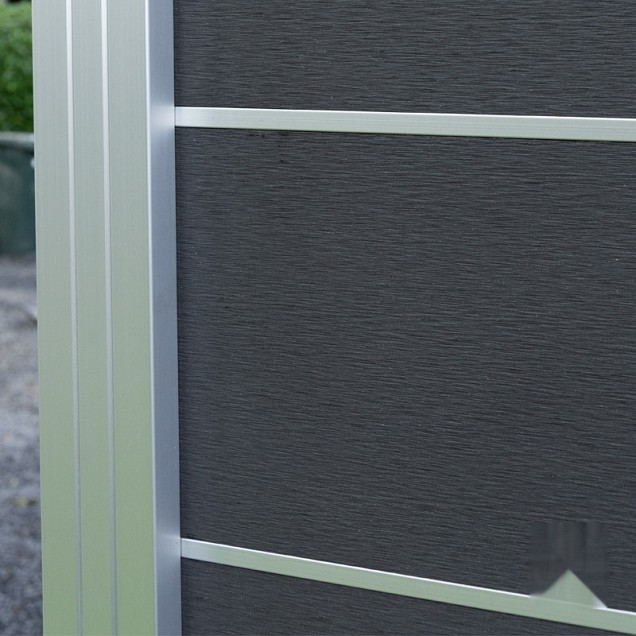 Elephant schutting Modular Evo houtcomposiet 180x200 cm Rock Grey, alu profielen