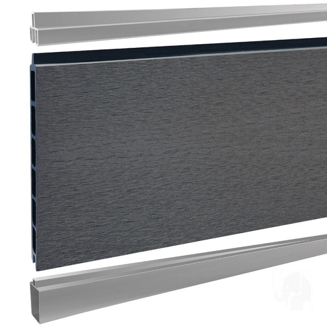 Elephant schutting Modular Evo houtcomposiet 180x200 cm Rock Grey, alu profielen