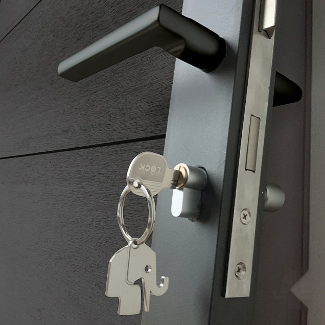 Elephant tuindeur Modular Evo houtcomposiet 90x195 cm Antraciet, antraciet beslag