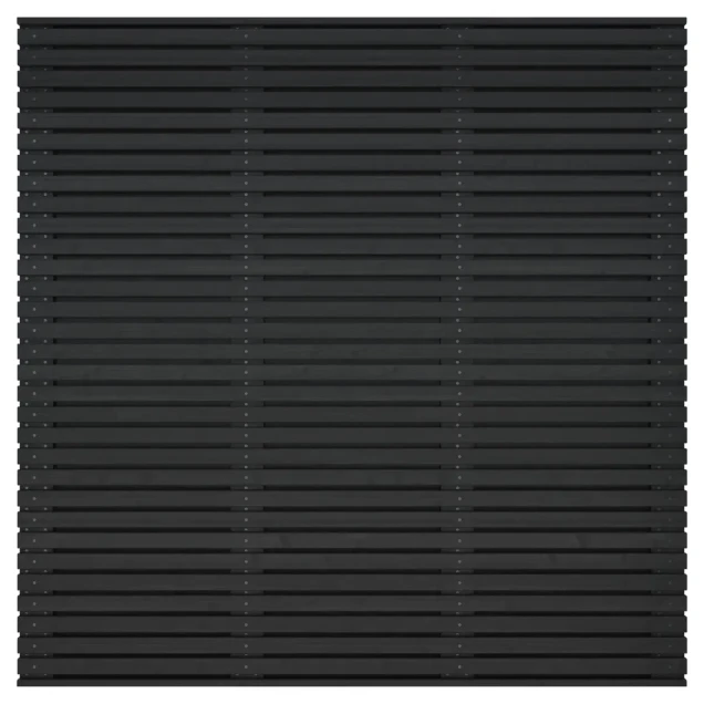 Grenen geschaafd latten scherm, recht horizontaal/verticaal, 180x180x5 cm, zwart gespoten.