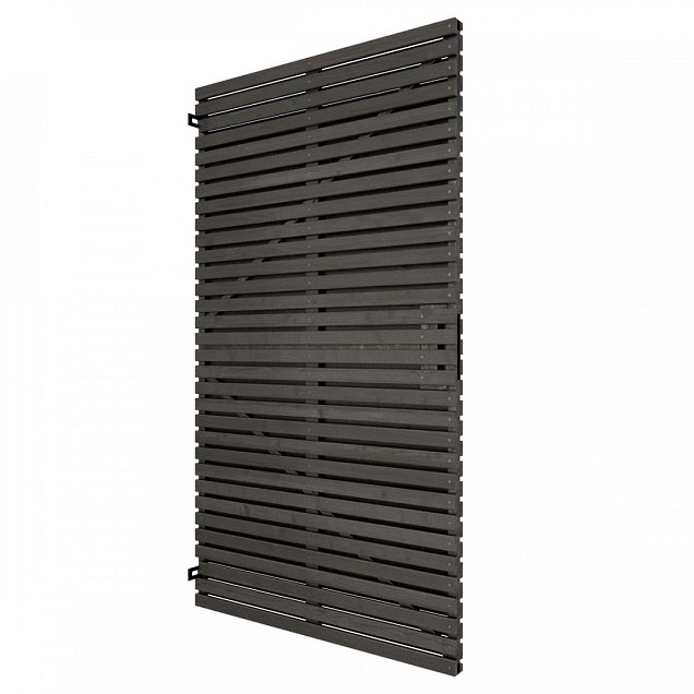 Grenen geschaafd latten deur op verstelbaar frame, horizontaal, 178x99x5 cm, zwart gespoten.
