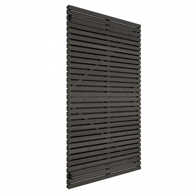 Grenen geschaafd latten deur op verstelbaar frame, horizontaal, 178x99x5 cm, zwart gespoten.