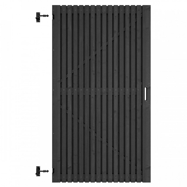 Grenen geschaafd latten deur op verstelbaar frame, verticaal, 178x99x5 cm, zwart gespoten.