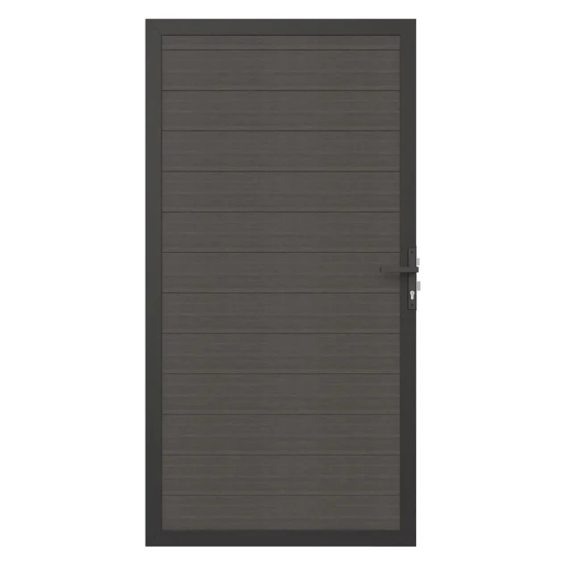 Newtechwood co-extrusie composiet deur in aluminium frame, horizontaal, 100x195 cm, silver gray.