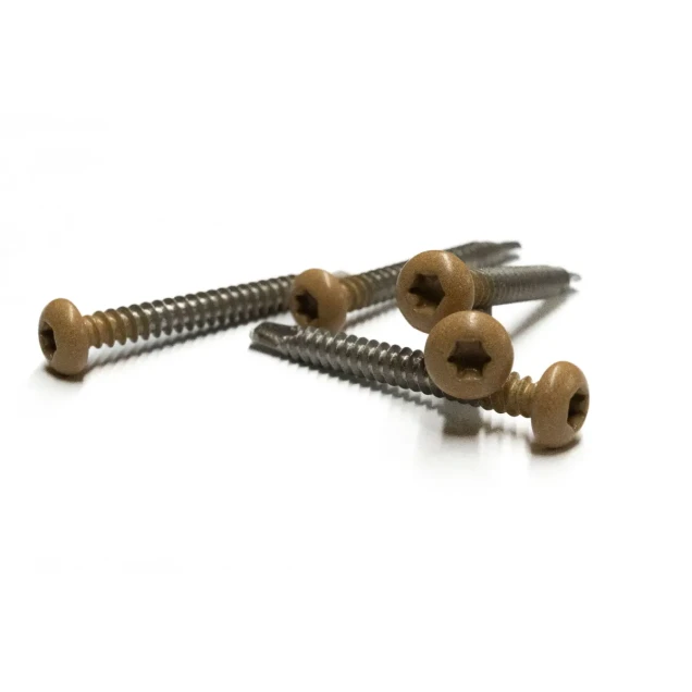 Rvs schroef met gekleurde top voor ntw castellation pro, set a 50 stuks incl. bit, red cedar.