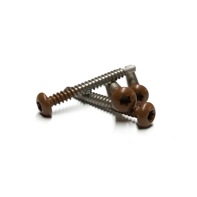 Rvs schroef met gekleurde top voor ntw castellation pro, set a 50 stuks incl. bit, teak.