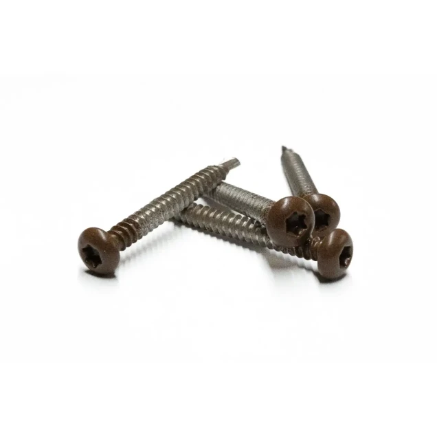 Rvs schroef met gekleurde top voor ntw castellation pro, set a 50 stuks incl. bit, ipé.