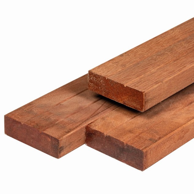 Hardhout timmerhout kunstmatig gedroogd 4,4x14,5x305 cm geschaafd 4rh, 2xv