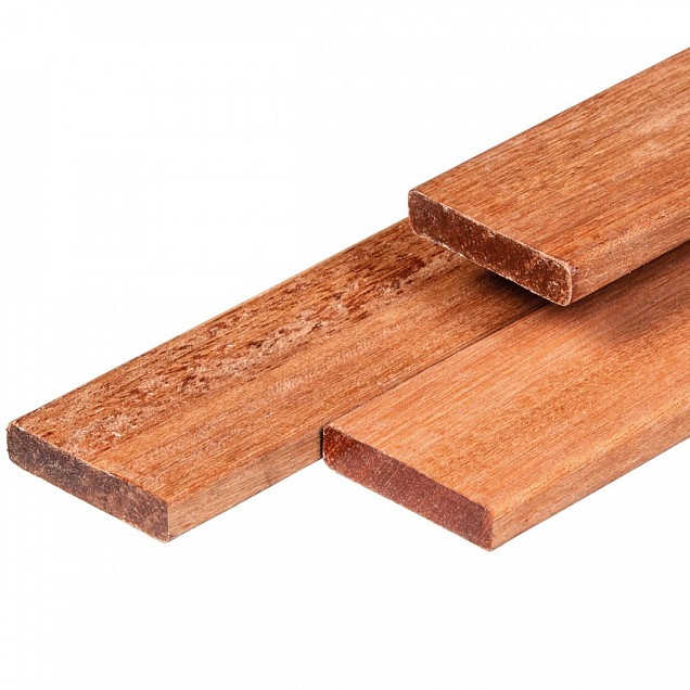 Keruing hardhout plank 1,6x7x180 cm kunstmatig gedroogd, geschaafd, 4 ronde hoeken