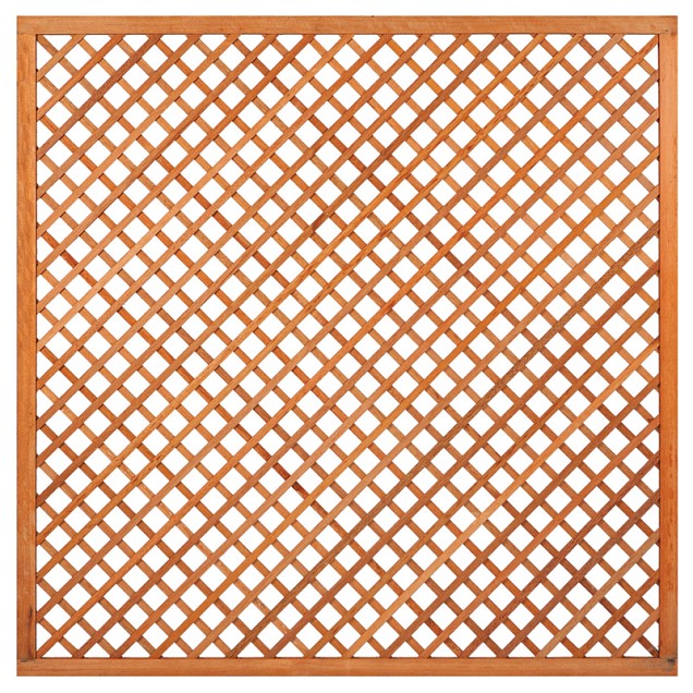 Trellis, diagonaal hardhout met lijst 180x180 cm glad geschaafd