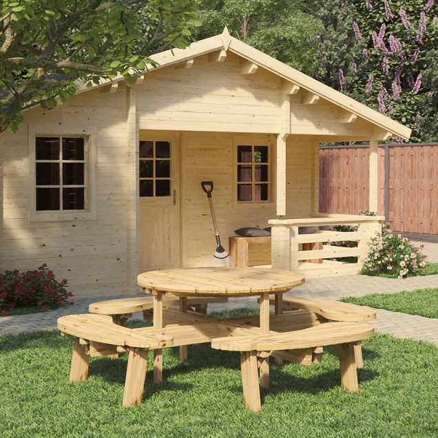 Picknicktafel vuren geïmpregneerd, gedroogd Rond