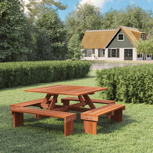 Hardhouten picknicktafel Vierkant