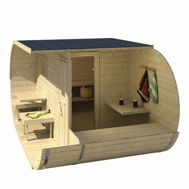 Oval sauna onbehandeld vuren 400x240 cm