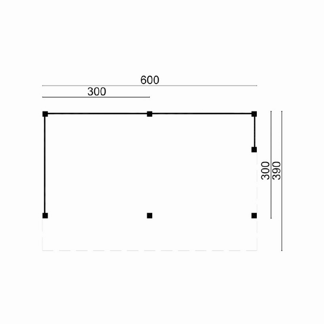 DHZ Kapschuur Goor - Zwart 600x300 cm, incl. schroefpakket (2 colli)