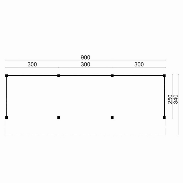 DHZ Kapschuur Boekelo - Zwart 900x250 cm incl. schroefpakket (2 colli)