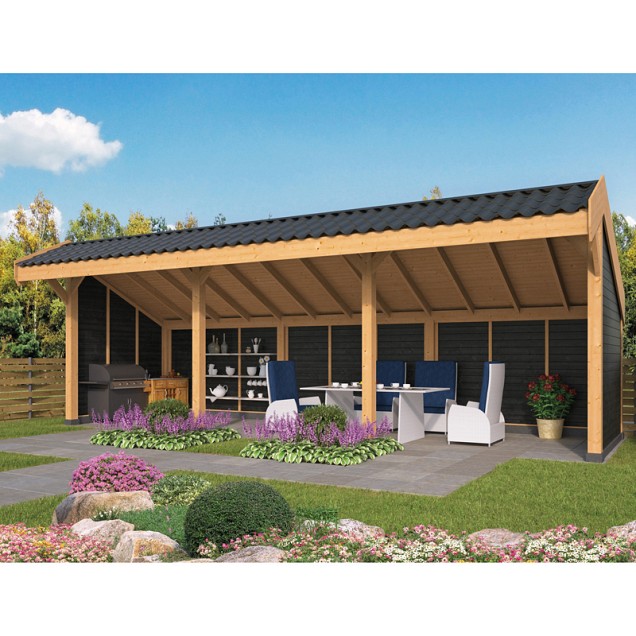 DHZ Kapschuur Boekelo - Zwart 900x250 cm incl. schroefpakket (2 colli)