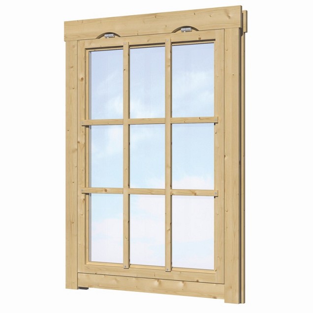 Uitzetraam+kozijn met roedes W1 enkel glas