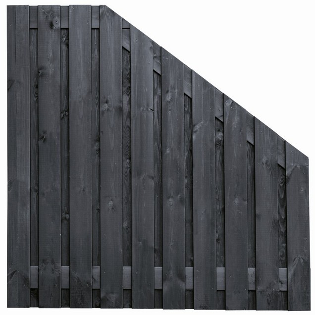 Tuinscherm zwart gesp. 21 planks Stuttgart 180/90x180 cm VERLOOP