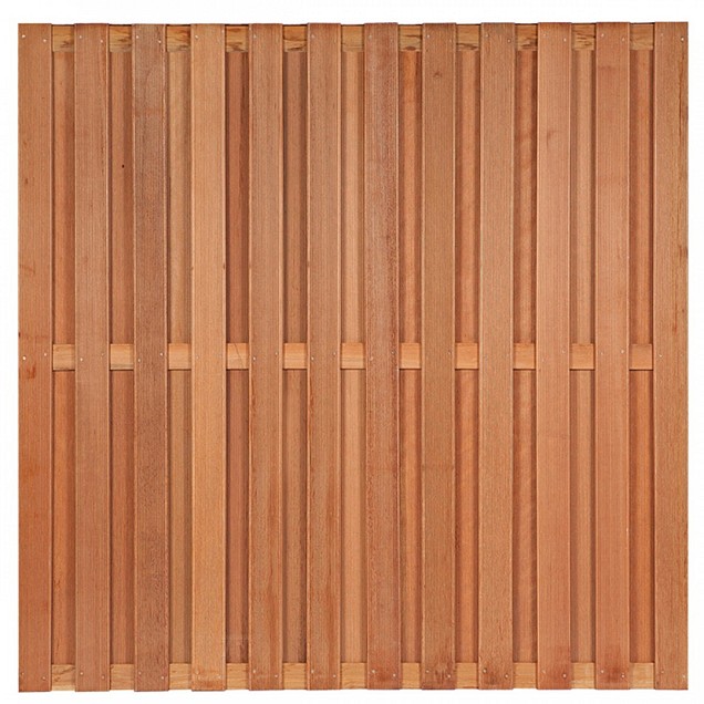 Tuinscherm Leeuwarden, keruing hardhout, RVS-geschroefd, 26-planks (23+3) 180x180 cm