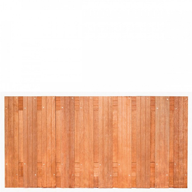 Tuinscherm Dronten, keruing hardhout, RVS-geschroefd, 21-planks (19+2) 180x90 cm