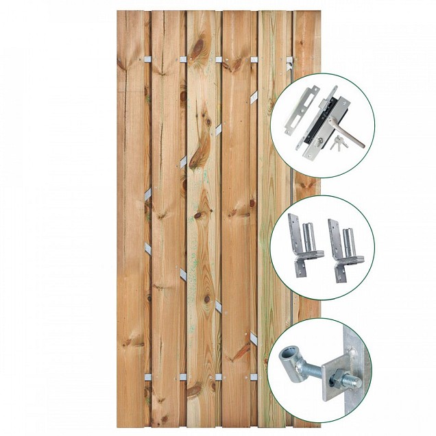 Tuindeur geïmpregneerd Privacy + rvs inbouwslotset 195x130 cm