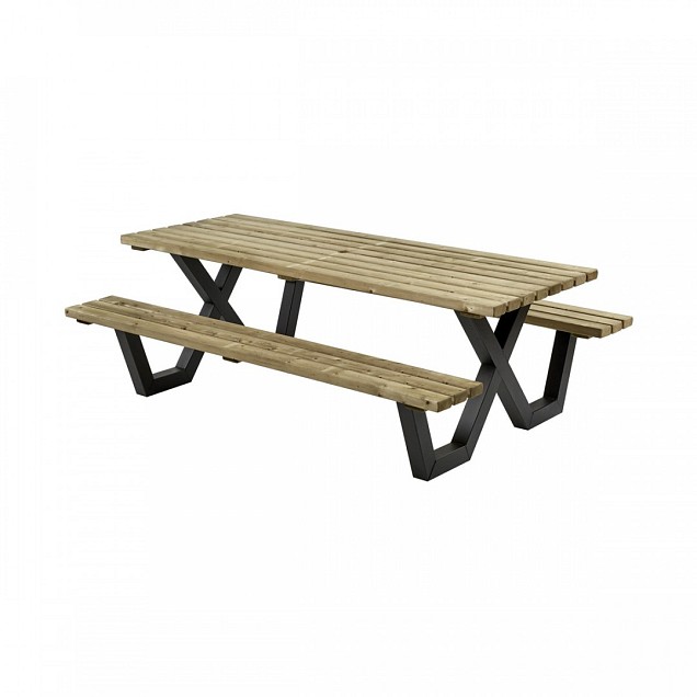 Picknicktafel geïmpregneerd, metalen frame, 230x160 cm