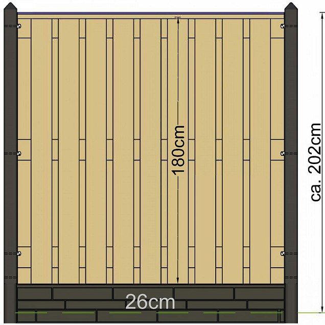 Berton©-paal Schelde wit/grijs, diamantkop 8,5x8,5x277 cm tussenmodel