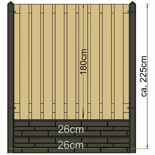 Berton©-paal IJssel antraciet, diamantkop 10x10x308 cm hoekmodel