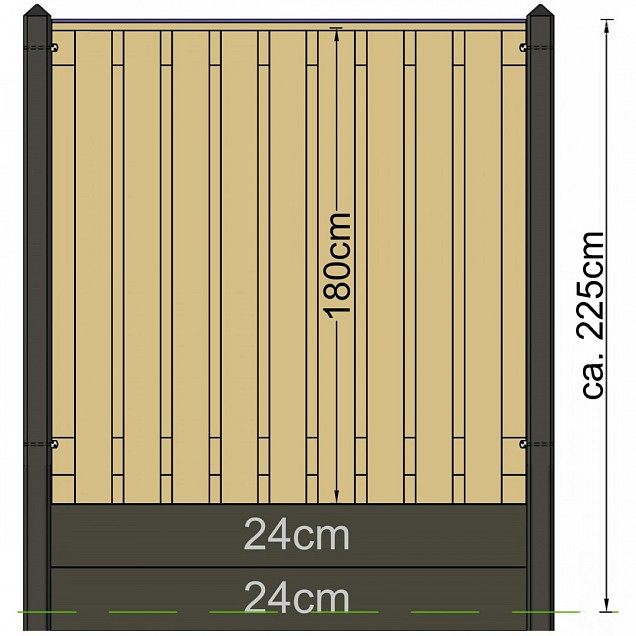 Berton©-paal IJssel antraciet, diamantkop 10x10x308 cm hoekmodel